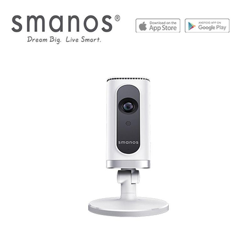 SMANOS HD WiFi Camera with sleek design and lens, ideal for home security.