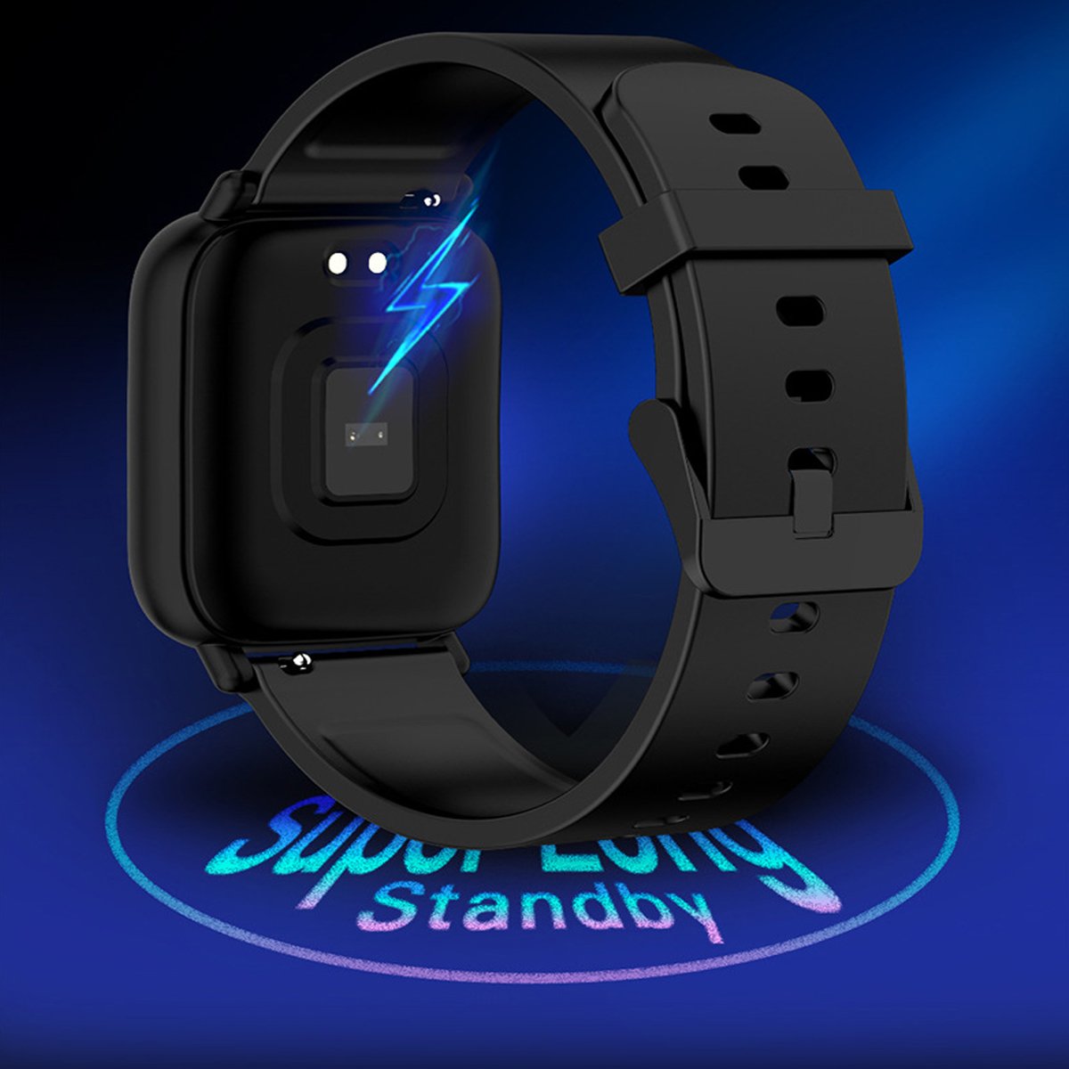 Smart Fit Multi Function Smart Watch Tracker with a bright QOled screen, showcasing health monitoring features and a sporty design.