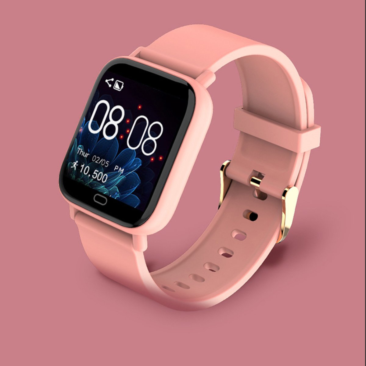 Smart Fit Multi Function Smart Watch Tracker with a bright QOled screen, showcasing health monitoring features and a sporty design.