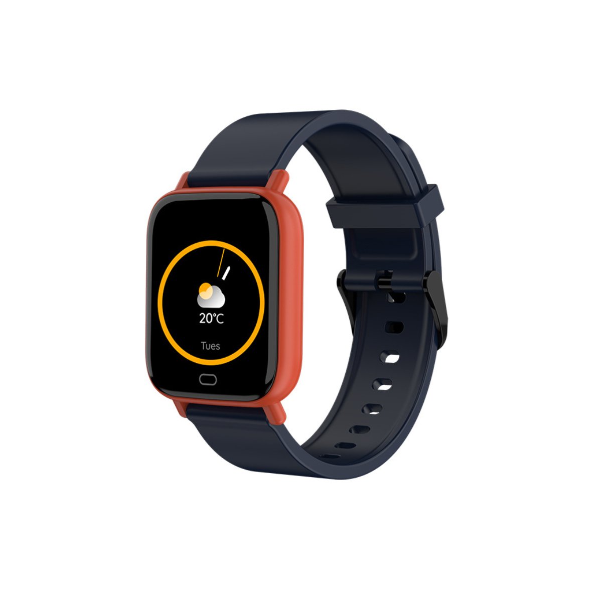 Smart Fit Multi Function Smart Watch Tracker with a bright QOled screen, showcasing health monitoring features and a sporty design.