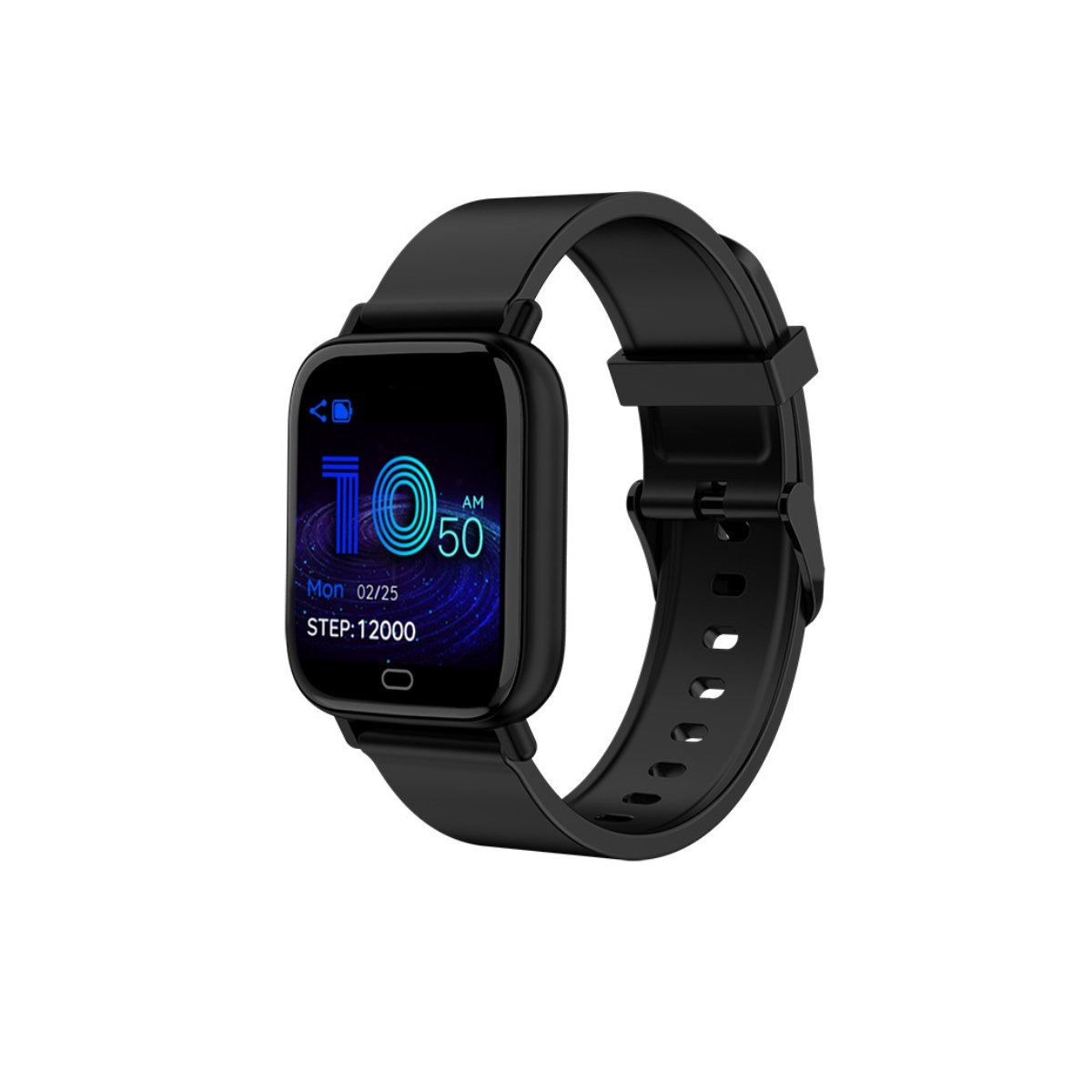 Smart Fit Multi Function Smart Watch Tracker with a bright QOled screen, showcasing health monitoring features and a sporty design.