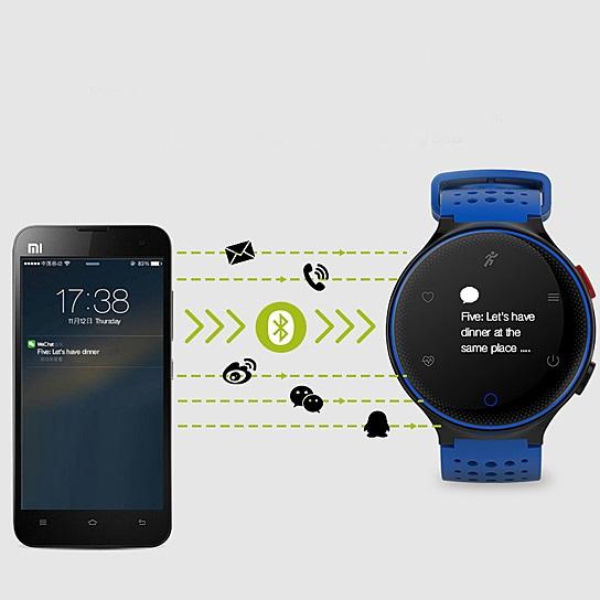 Smart Fit Sporty Waterproof Watch with heart rate and blood pressure monitoring features, showcasing a sleek design and bright OLED screen.