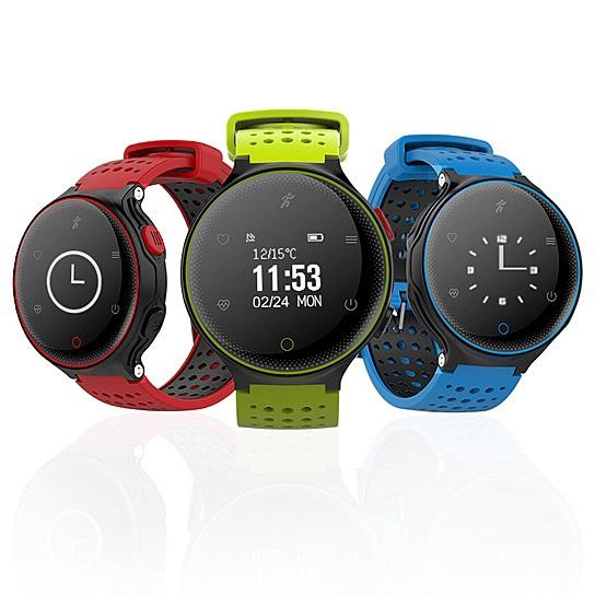 Smart Fit Sporty Waterproof Watch with heart rate and blood pressure monitoring features, showcasing a sleek design and bright OLED screen.