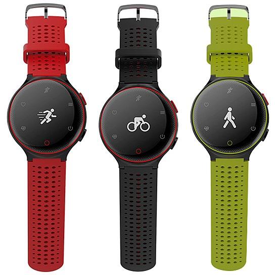 Smart Fit Sporty Waterproof Watch with heart rate and blood pressure monitoring features, showcasing a sleek design and bright OLED screen.