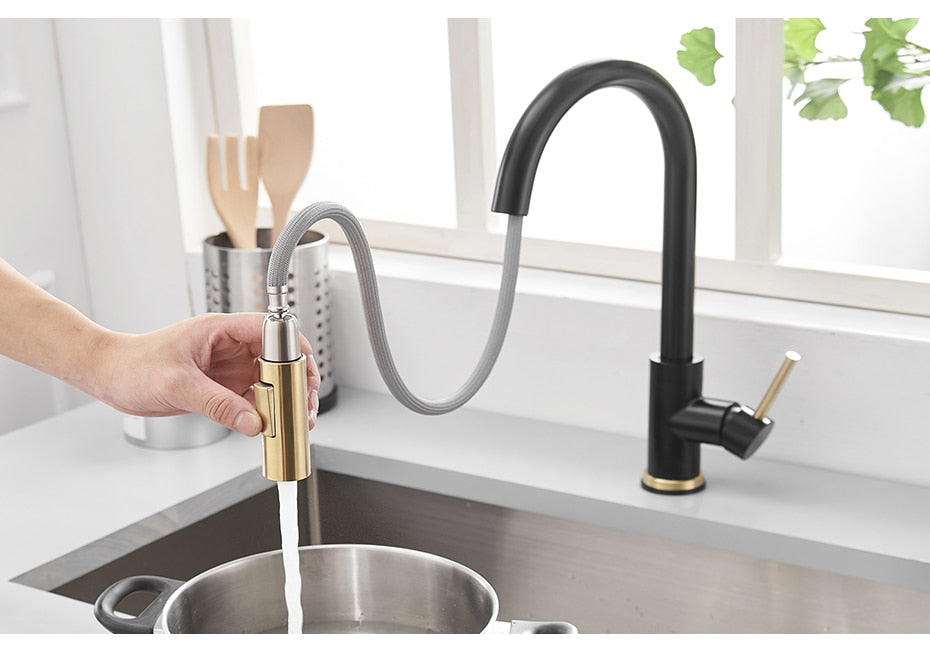 Smart Touch Kitchen Faucet with sensor technology, stainless steel finish, and pull-out spray feature, ideal for modern kitchens.