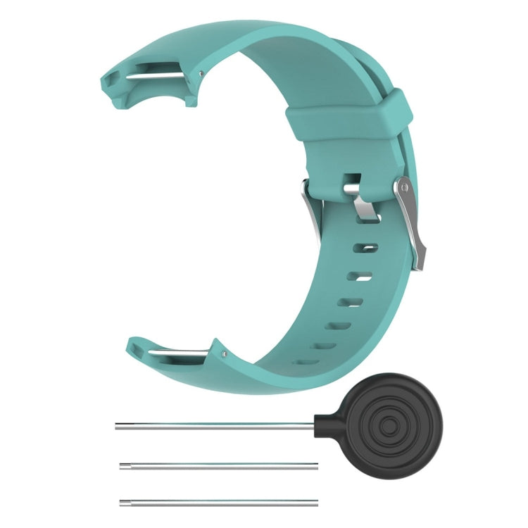 Mint green silicone watch band designed for Garmin Approach S3, showcasing its adjustable strap and stylish design.