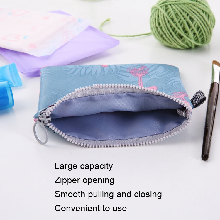 SN-031 Waterproof Zipper Sanitary Napkin Storage Bag in a stylish design, showcasing its compact size and zipper opening.