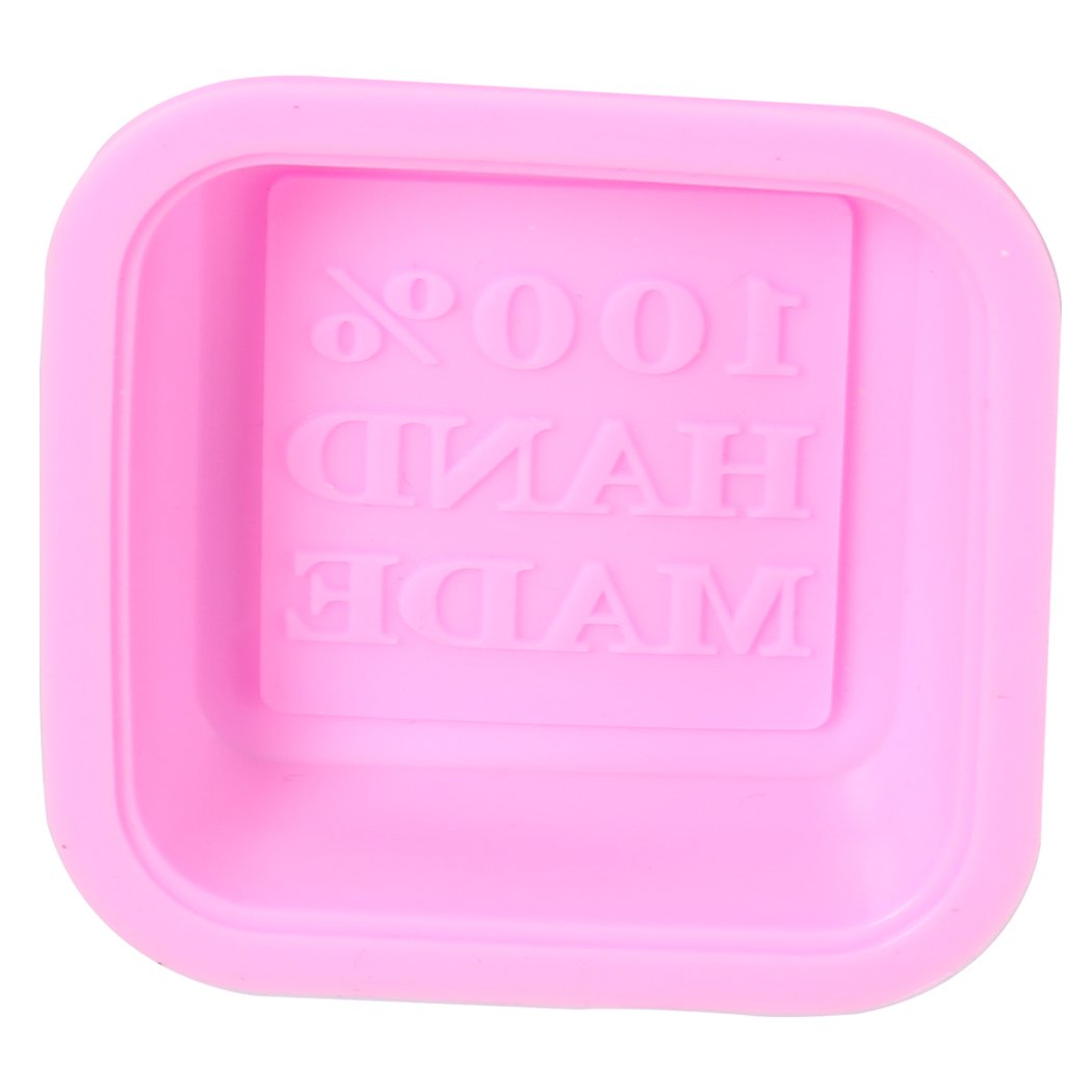 A set of 25 pink silicone soap moulds in square shape, featuring a unique 3D design for detailed soap crafting.