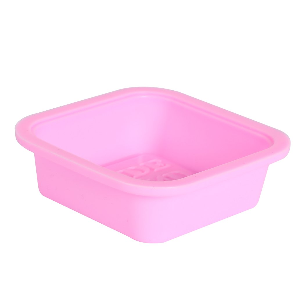 A set of 25 pink silicone soap moulds in square shape, featuring a unique 3D design for detailed soap crafting.