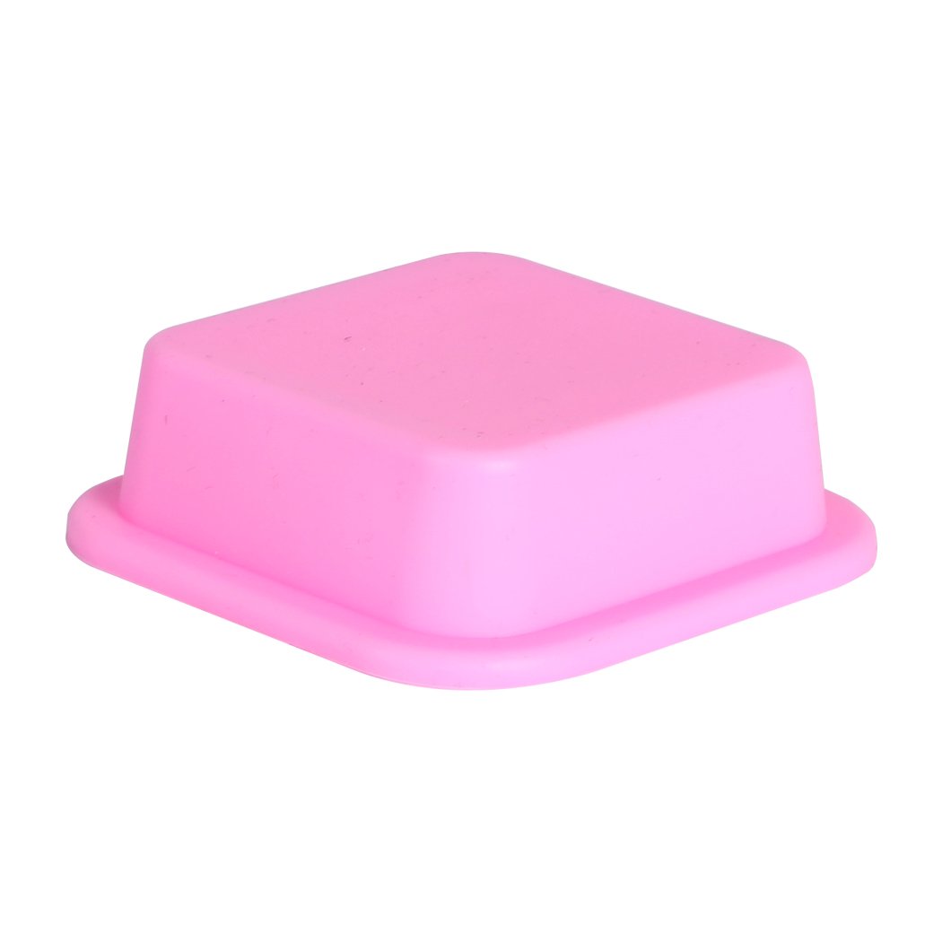 A set of 25 pink silicone soap moulds in square shape, featuring a unique 3D design for detailed soap crafting.