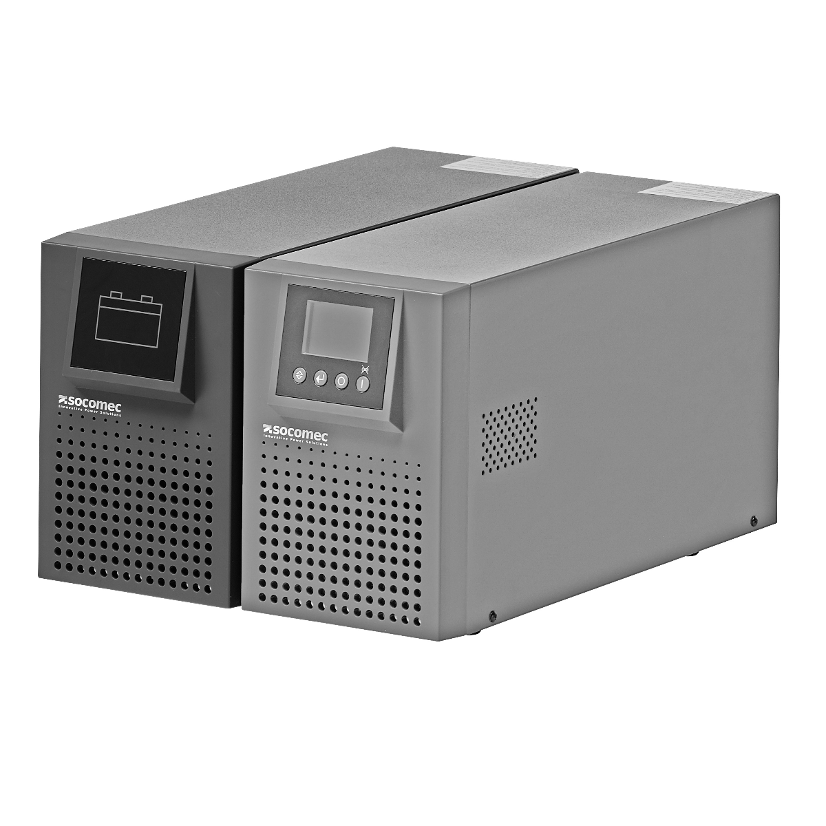 Socomec 2-3KVA Extension Battery module designed for ITYS UPS systems, showcasing its robust build and connection ports.