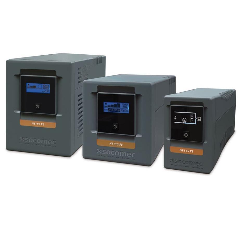 Socomec NeTYS PE 1000VA Tower LCD UPS with graphical LCD control panel and multiple output sockets.