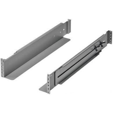 Socomec Rack 19" Telescopic Rail Brackets designed for Netys HE/RT models, showcasing durable U type rails for secure installation.