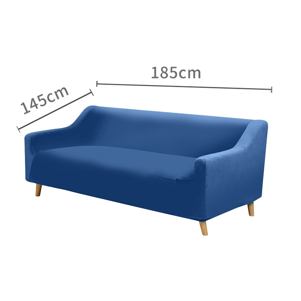 High stretch navy sofa cover slipcover, super soft plush material, designed to protect against spills and stains.