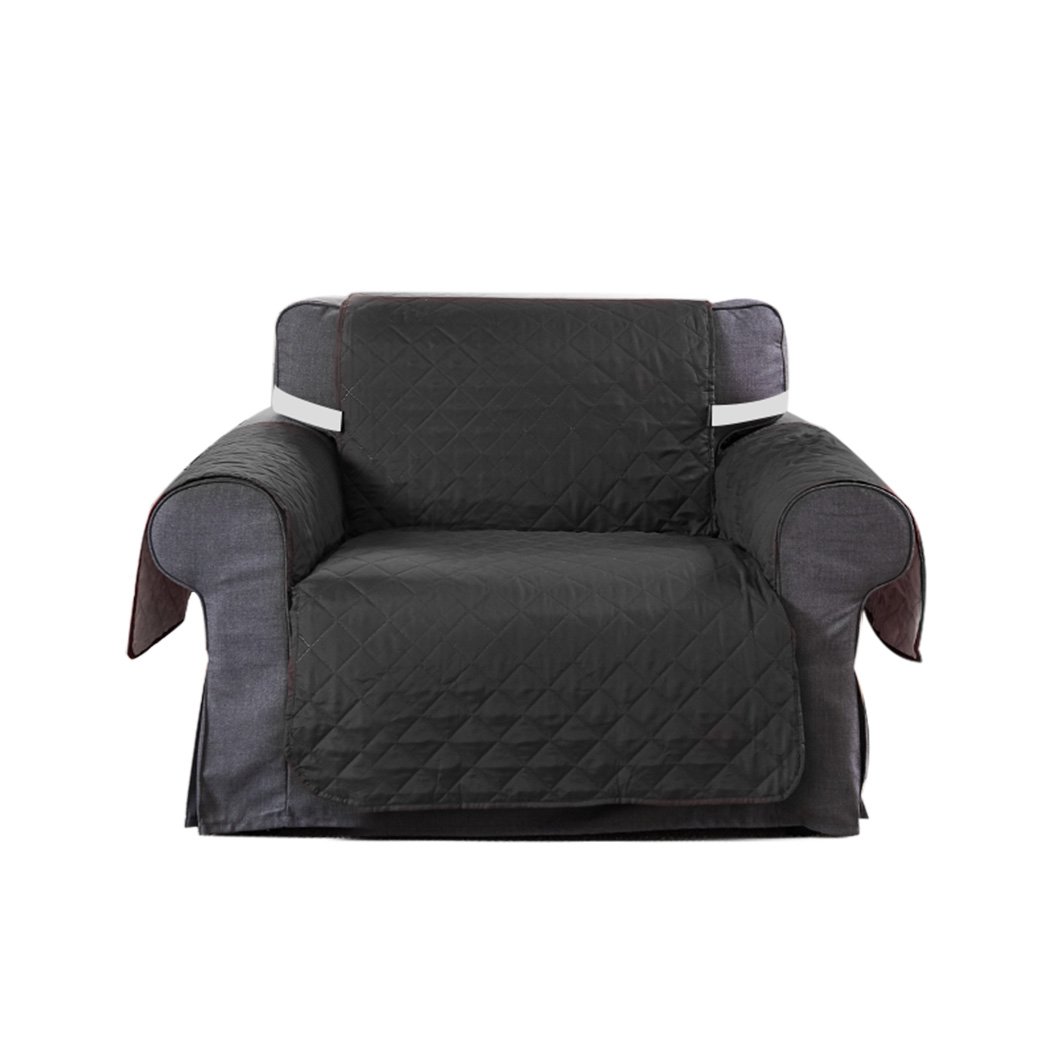 Grey quilted sofa cover protector, waterproof and stylish, designed for comfort and durability.