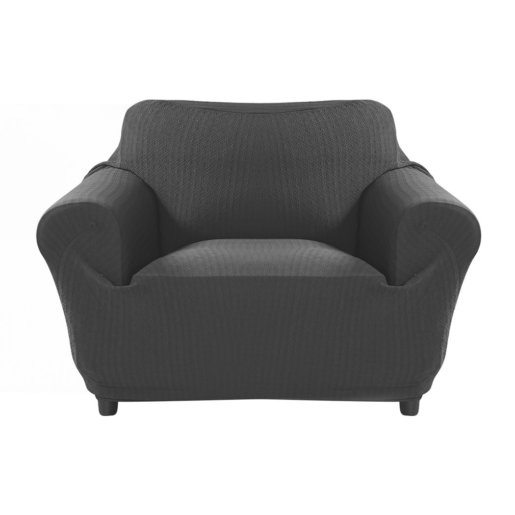 Dark grey 1-seater sofa cover slipcover protector, showcasing its elegant design and high-quality fabric.