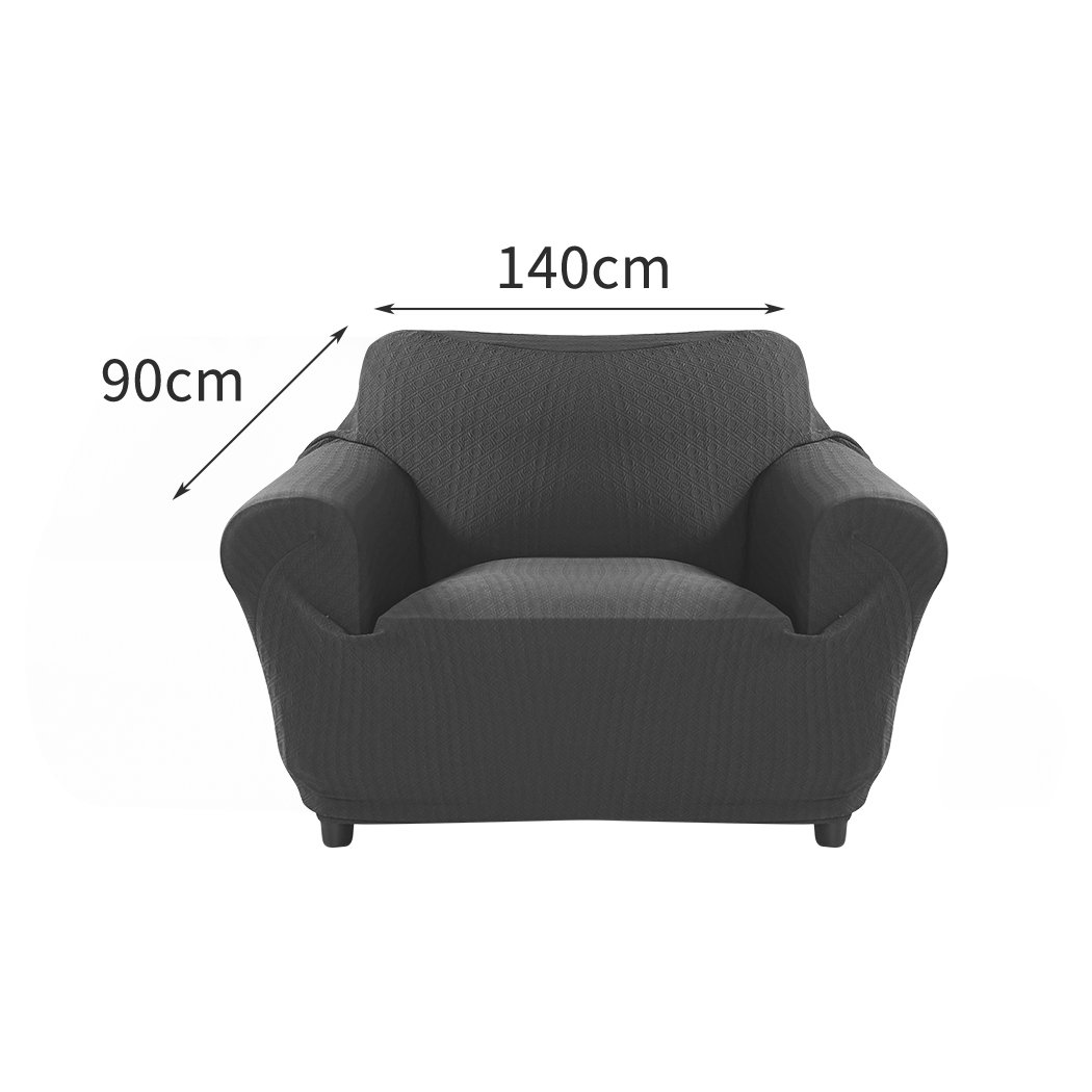 Dark grey 1-seater sofa cover slipcover protector, showcasing its elegant design and high-quality fabric.