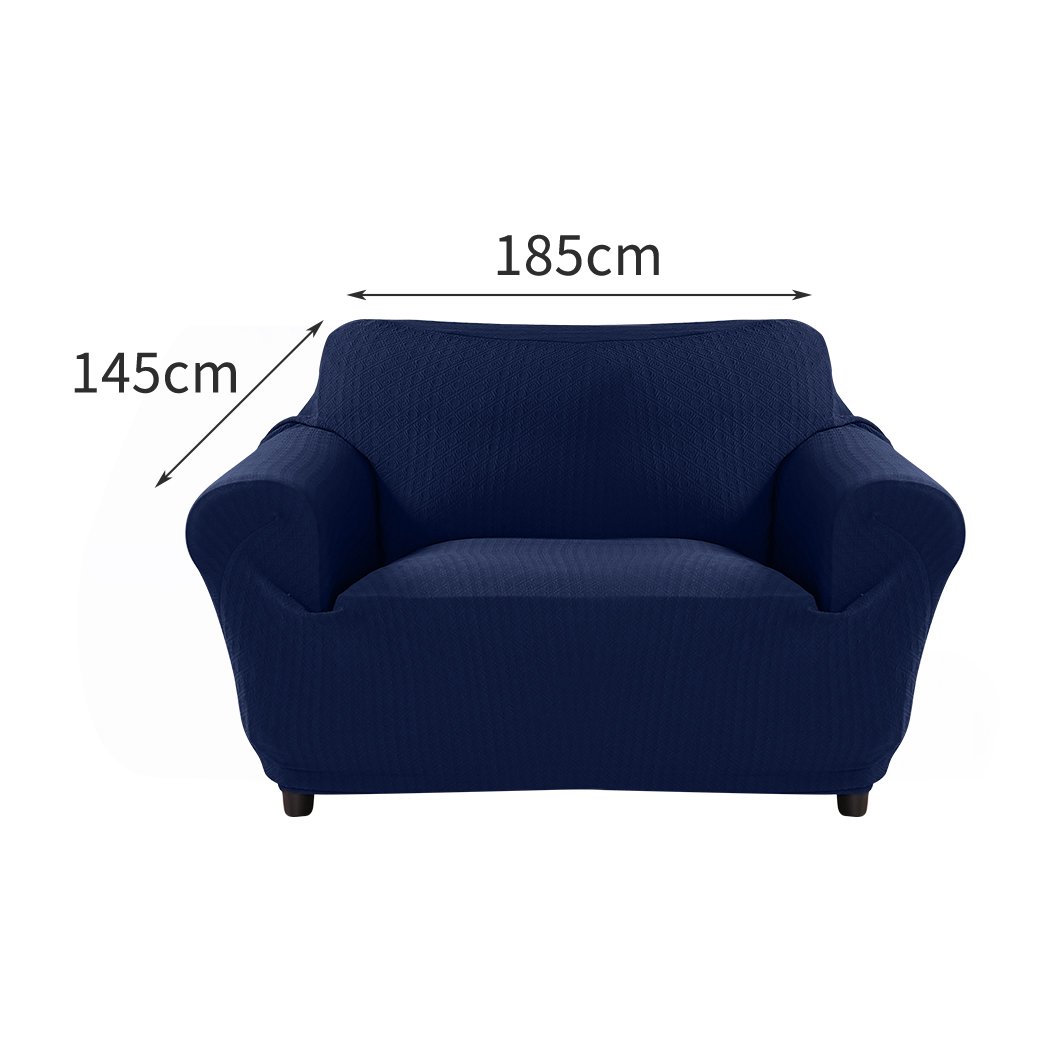 Navy sofa cover slipcover protector designed for 2-seater couches, showcasing its elegant texture and fit.