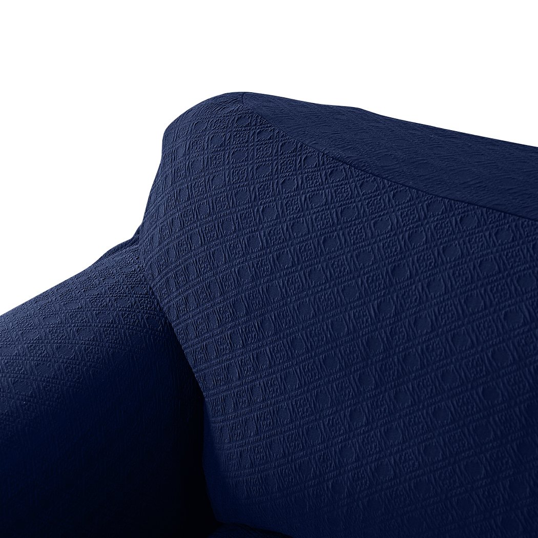 Navy sofa cover slipcover protector designed for 2-seater couches, showcasing its elegant texture and fit.