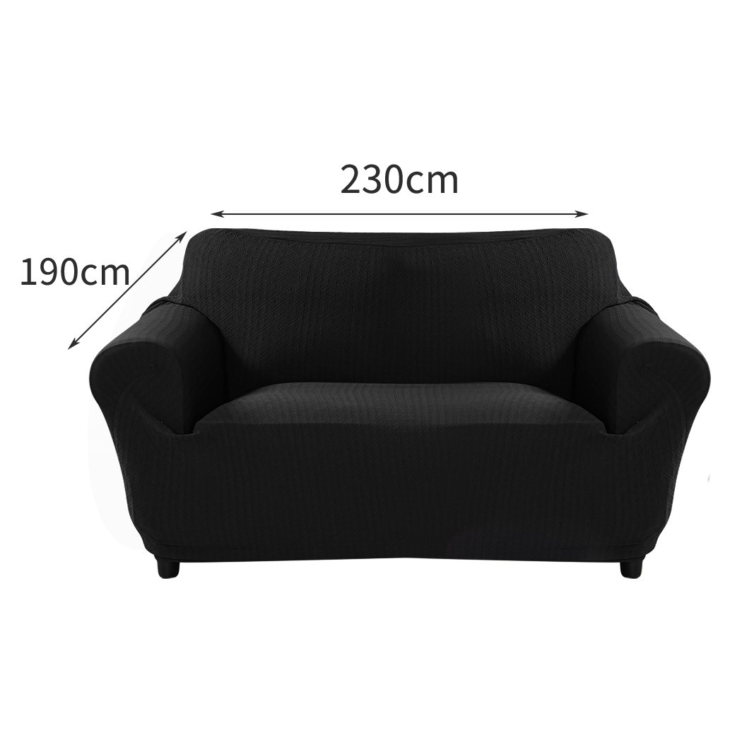 Black sofa cover slipcover protector for 3-seater couch, showcasing elegant design and high-quality fabric.