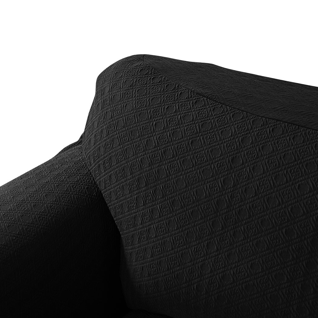 Black sofa cover slipcover protector for 3-seater couch, showcasing elegant design and high-quality fabric.