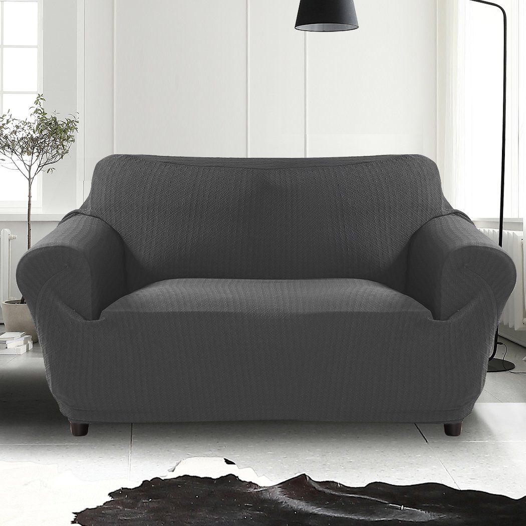 Dark grey sofa cover slipcover protector for 3-seater couch, showcasing its elegant design and high-quality fabric.