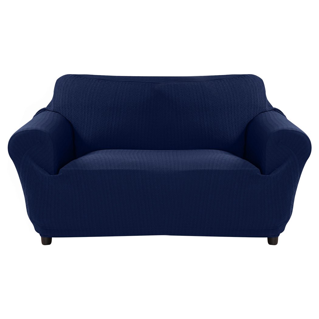 Navy sofa cover slipcover protector for 3-seater couch, showcasing elegant design and high-quality fabric.