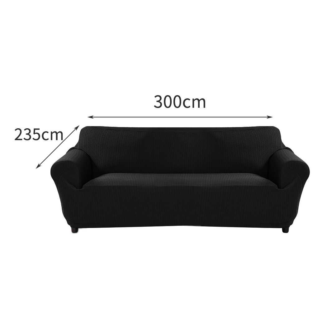 Black sofa cover slipcover protector for 4-seater couch, showcasing elegant design and high-quality fabric.