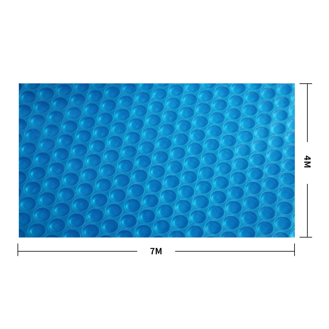 Solar Swimming Pool Cover 500 Micron with blue top and silver bottom, designed to keep pools warm and clean.