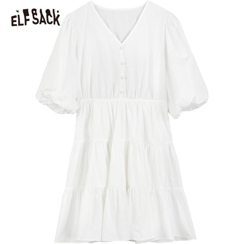 A stylish Solid Pure Casual Midi Ruffle Dress for women featuring vintage lantern sleeves, knee-length cut, and available in pink and white colors.