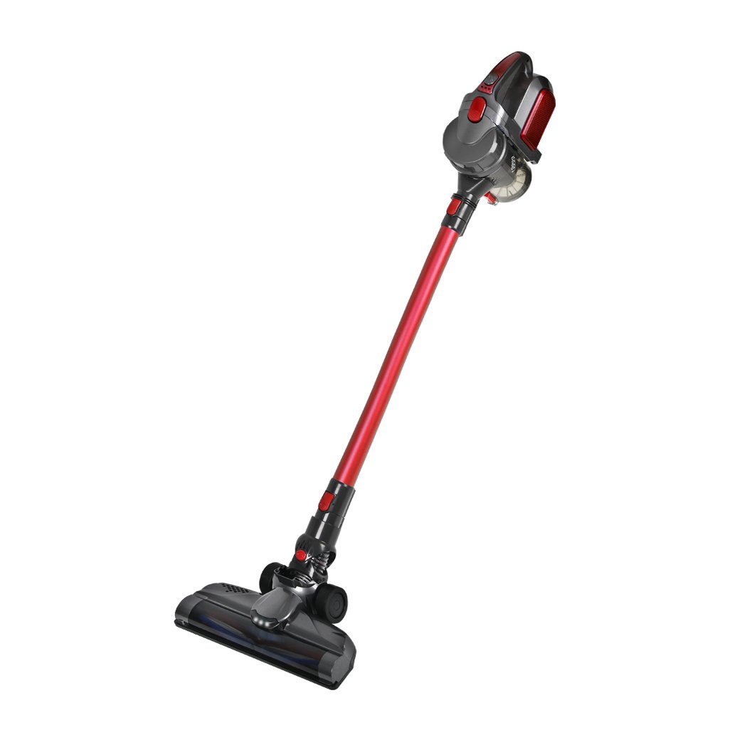 Spector 150W Handheld Vacuum Cleaner in red color, showcasing its sleek design and LED light feature.