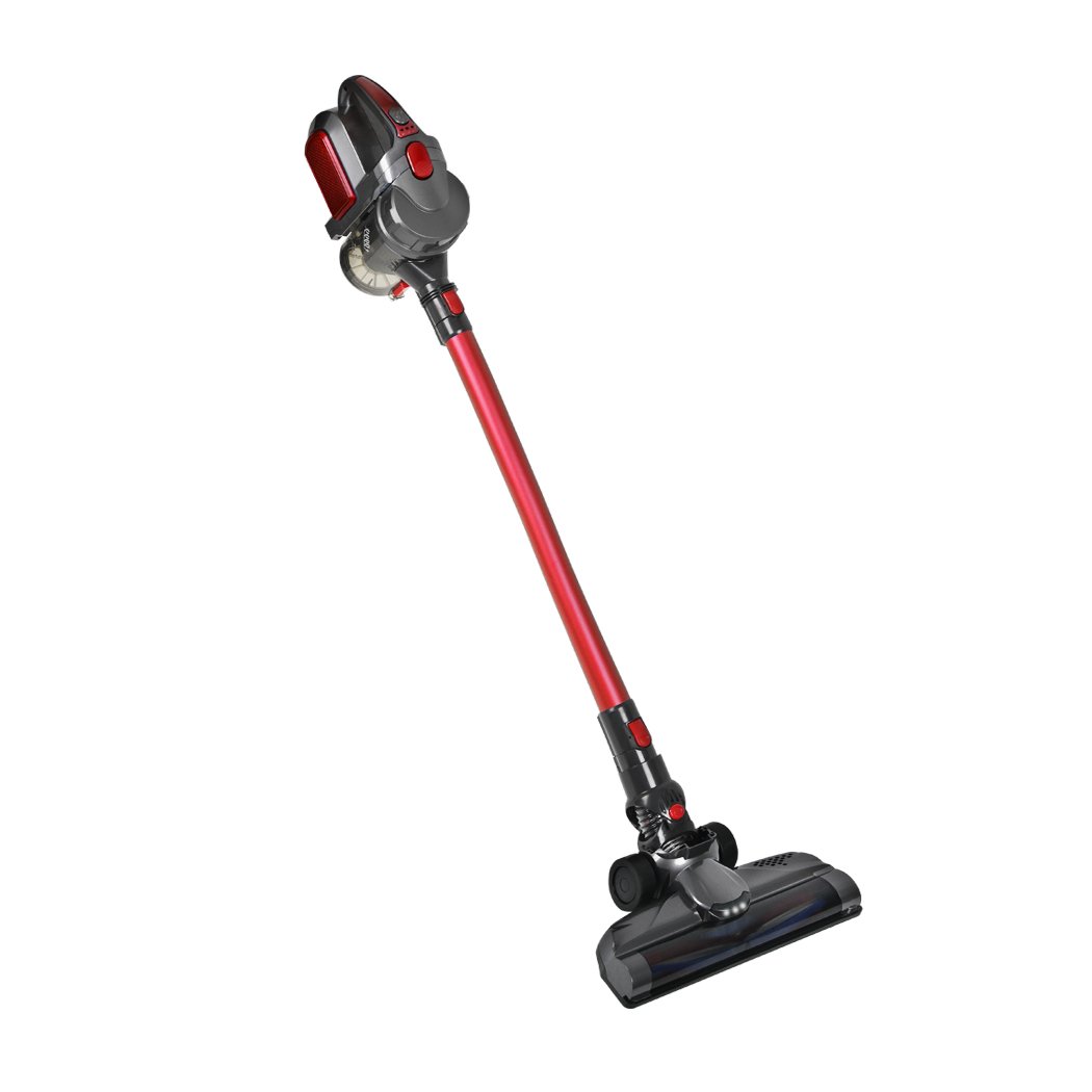 Spector 150W Handheld Vacuum Cleaner in red color, showcasing its sleek design and LED light feature.