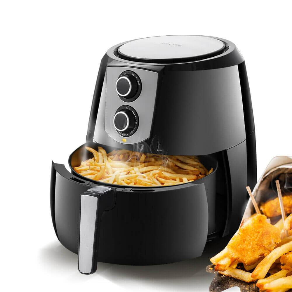 Spector 1800W 7L Air Fryer in black, showcasing its sleek design and user-friendly controls.