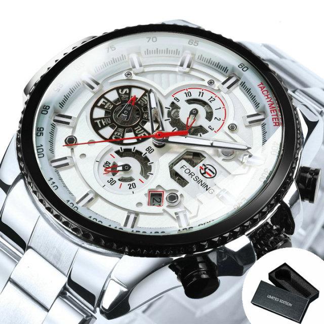 Sport Watches for Men featuring a blue stainless steel strap and automatic movement, ideal for outdoor activities.