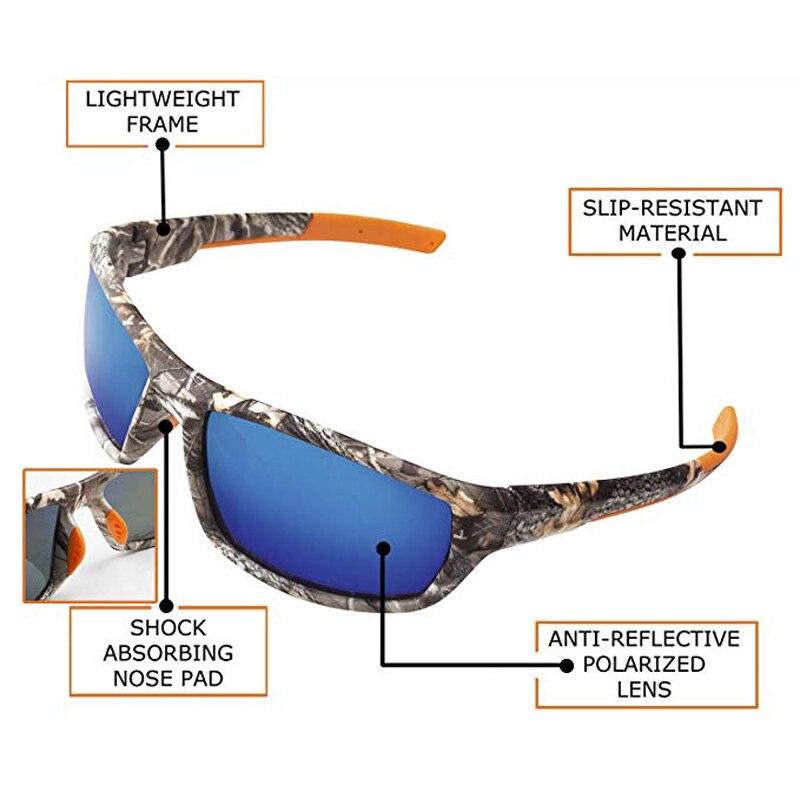 Sports Camouflage Bicycle Glasses with polarized lenses, designed for men and women, featuring a stylish camouflage frame and ultralight construction.