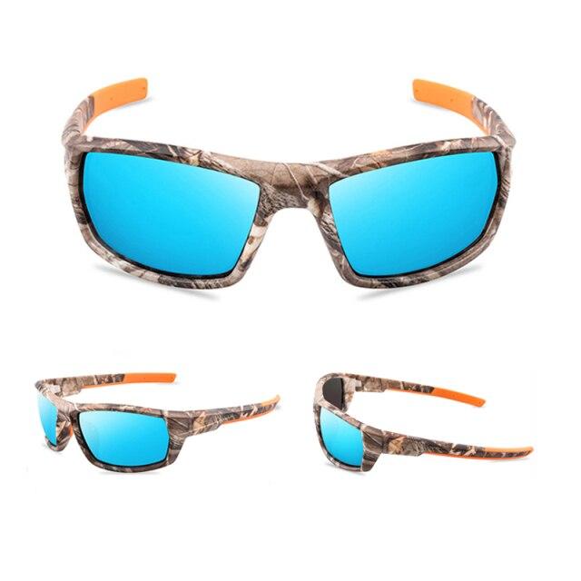 Sports Camouflage Bicycle Glasses with polarized lenses, designed for men and women, featuring a stylish camouflage frame and ultralight construction.