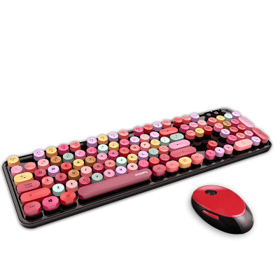 Spring Multi Wireless Keyboard and Mouse Set featuring a vintage design with a numeric keypad and DPI adjustable mouse.