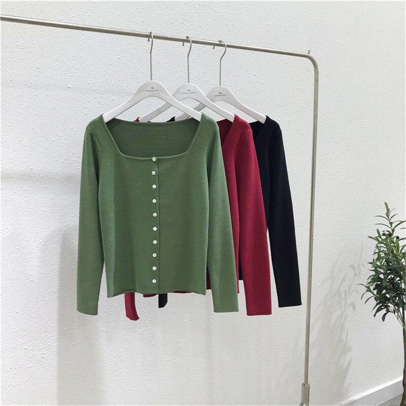 Elegant green blouse for women with a square collar, featuring long sleeves and a stylish design, perfect for spring and autumn wear.