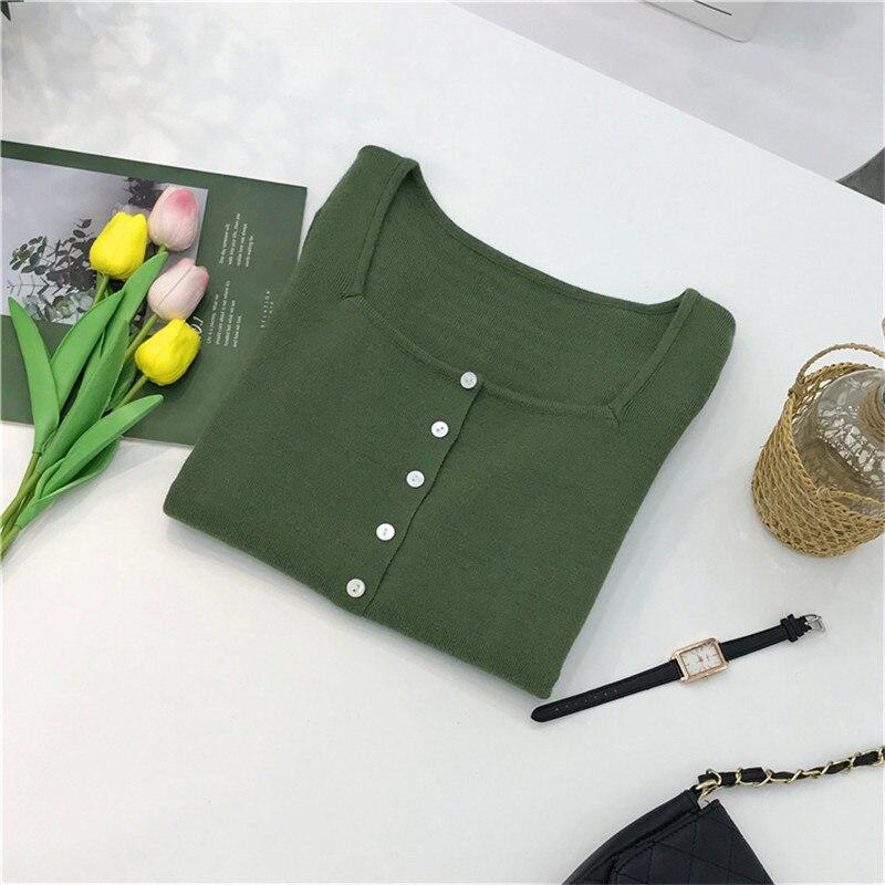 Elegant green blouse for women with a square collar, featuring long sleeves and a stylish design, perfect for spring and autumn wear.