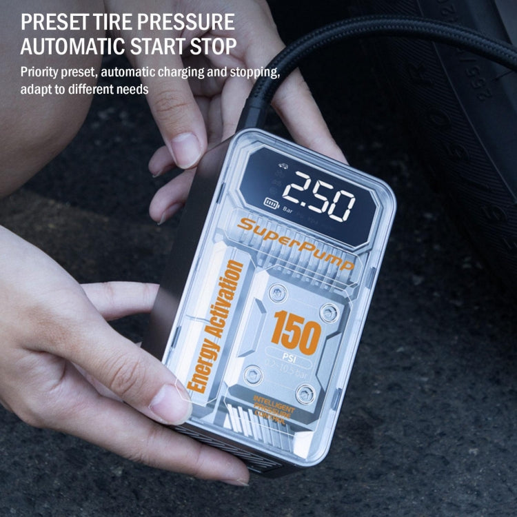 ST-9619C 7.4V Wireless Portable Car Tire Air Pump with LED light and digital display, designed for fast and safe tire inflation.