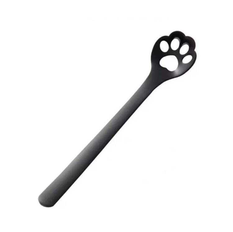 A stainless steel coffee stirring spoon designed like a cartoon cat paw, showcasing its polished finish and ergonomic handle.