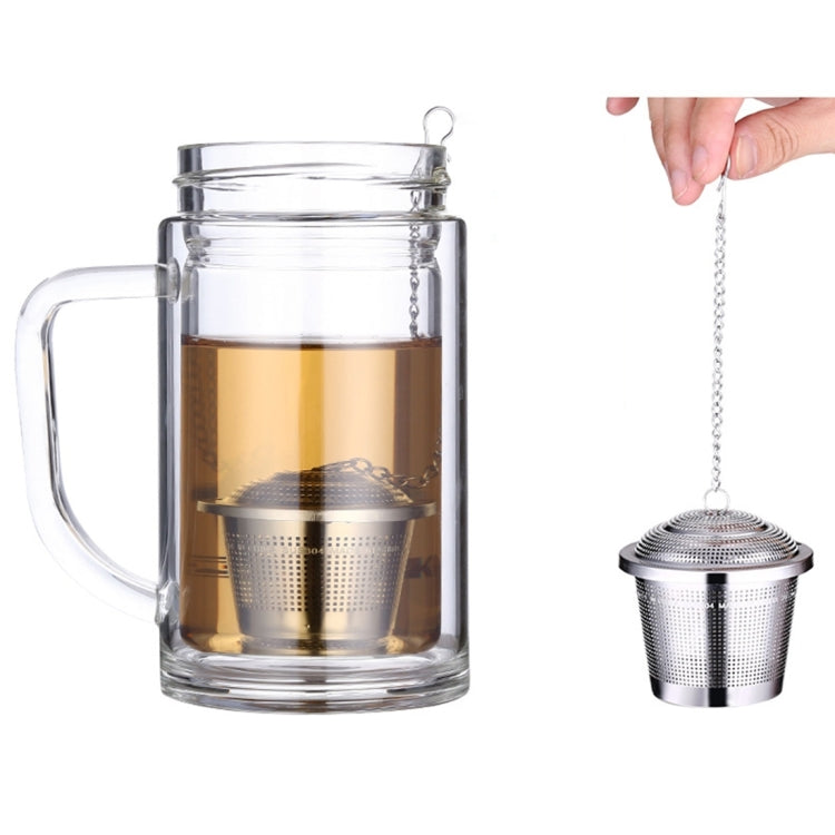 Stainless Steel Locking Spice Tea Strainer Mesh Infuser Tea Ball with chain for easy suspension in beverages.