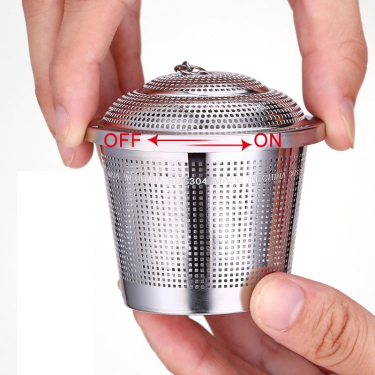 Stainless Steel Locking Spice Tea Strainer Mesh Infuser Tea Ball with chain for easy suspension in beverages.