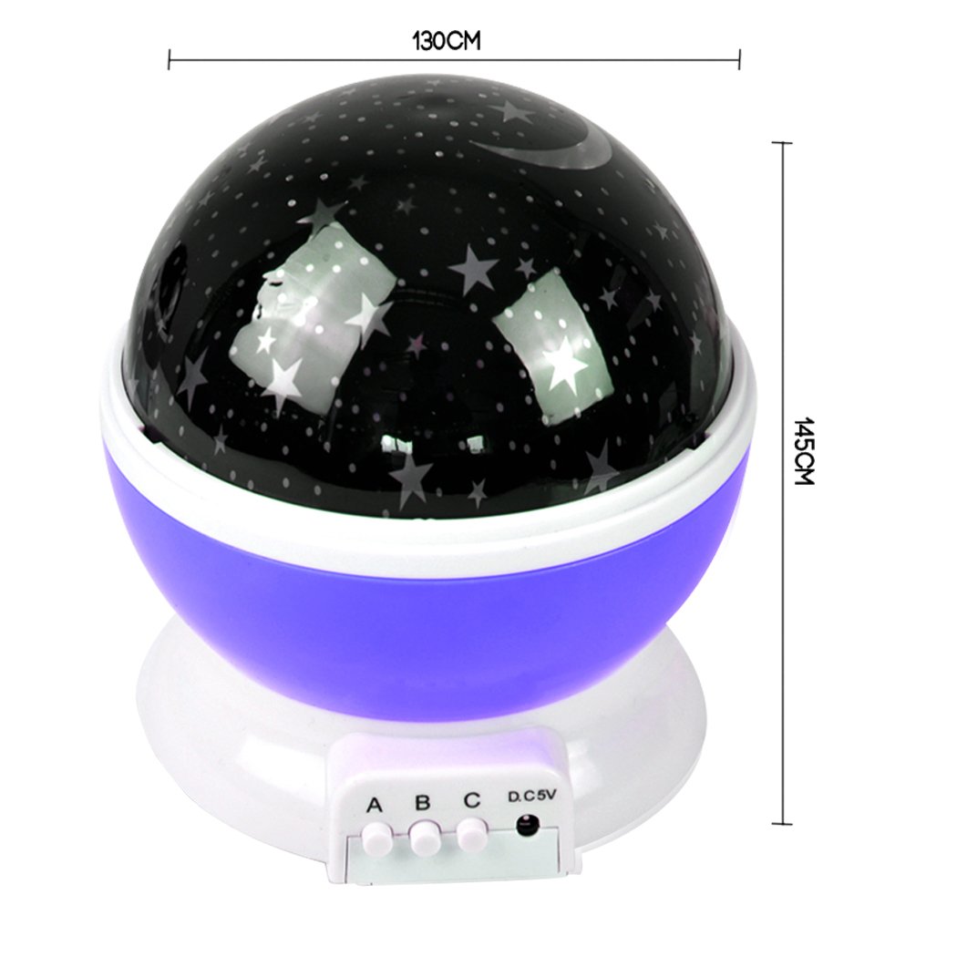 Star Moon Sky Starry Night Projector Light Lamp in purple, projecting a starry sky onto walls and ceiling, perfect for kids' bedrooms.