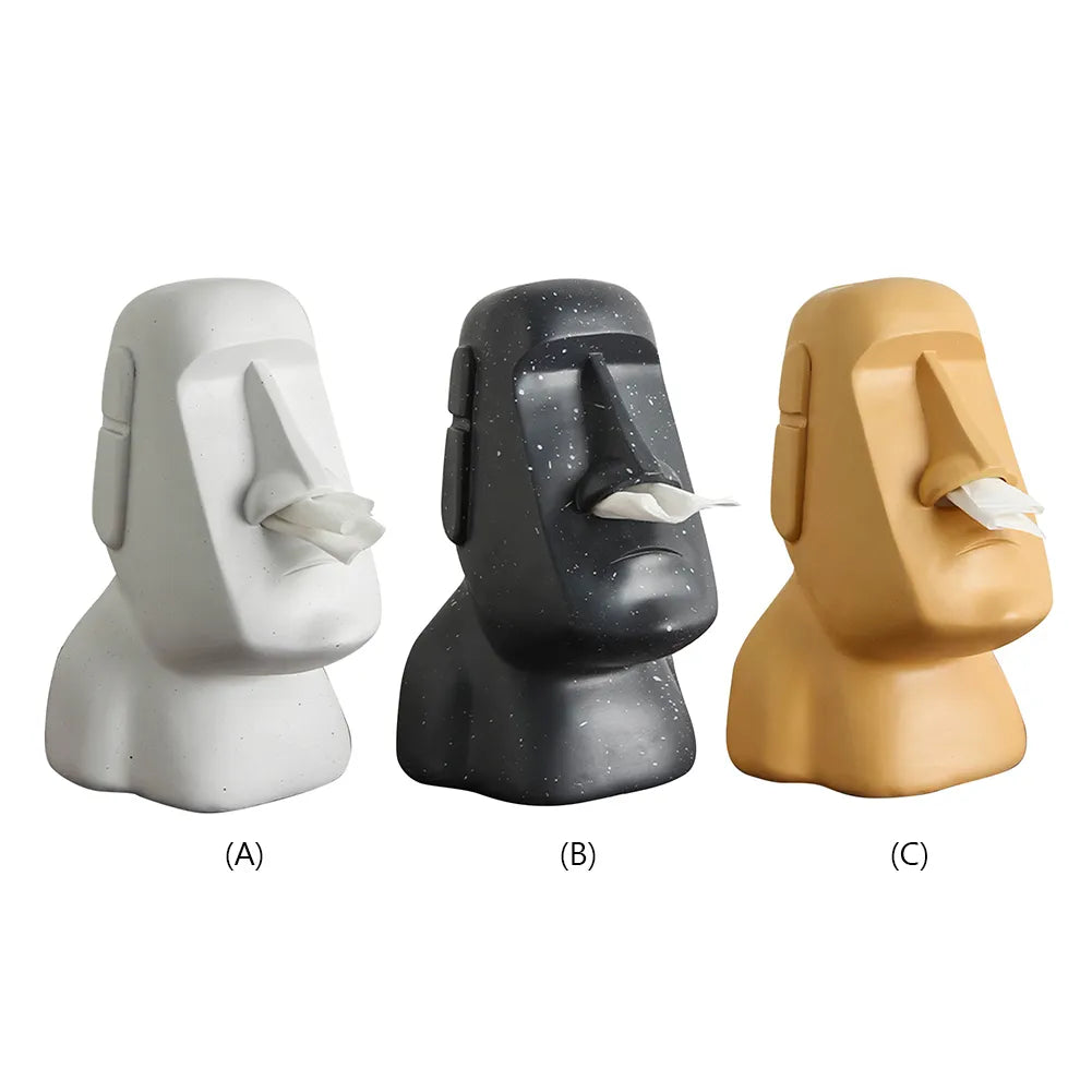 Stone Figure Tissue Box made of durable resin, featuring a unique design for easy tissue access.