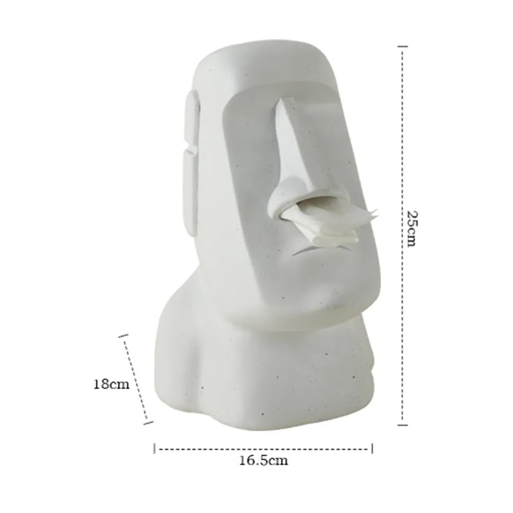 Stone Figure Tissue Box made of durable resin, featuring a unique design for easy tissue access.