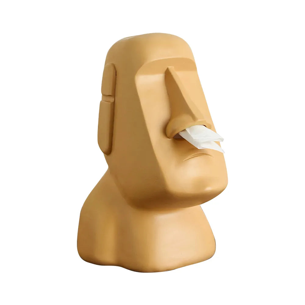 Stone Figure Tissue Box made of durable resin, featuring a unique design for easy tissue access.