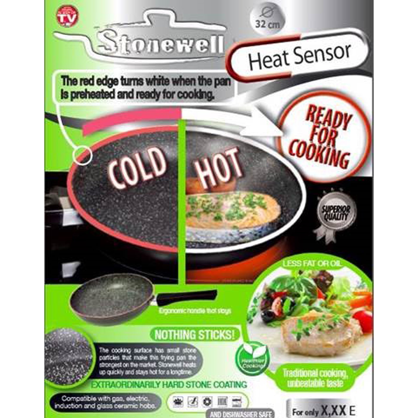 Frying pan with heat sensor.