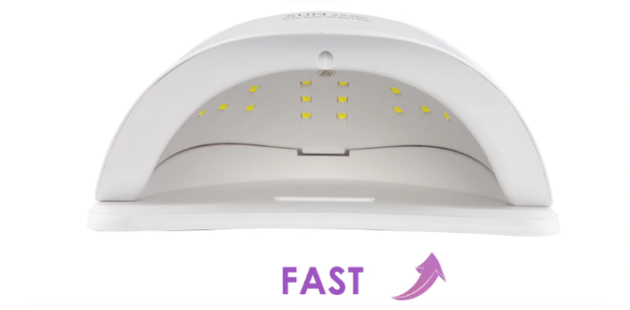 SUNX5 MAX 120W UV LED Nail Lamp in white and pink, featuring a smart LCD display and 36 LEDs for efficient nail drying.