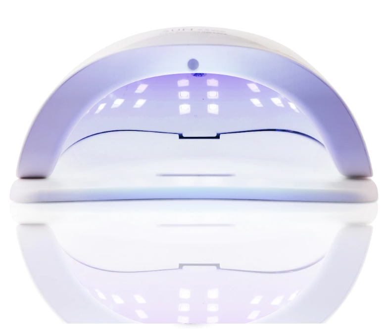 SUNX5 MAX 120W UV LED Nail Lamp in white and pink, featuring a smart LCD display and 36 LEDs for efficient nail drying.